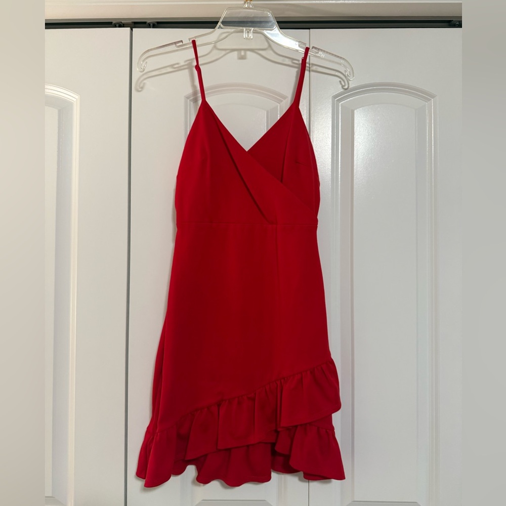 Lulu's Vibrant Red Asymmetrical Dress